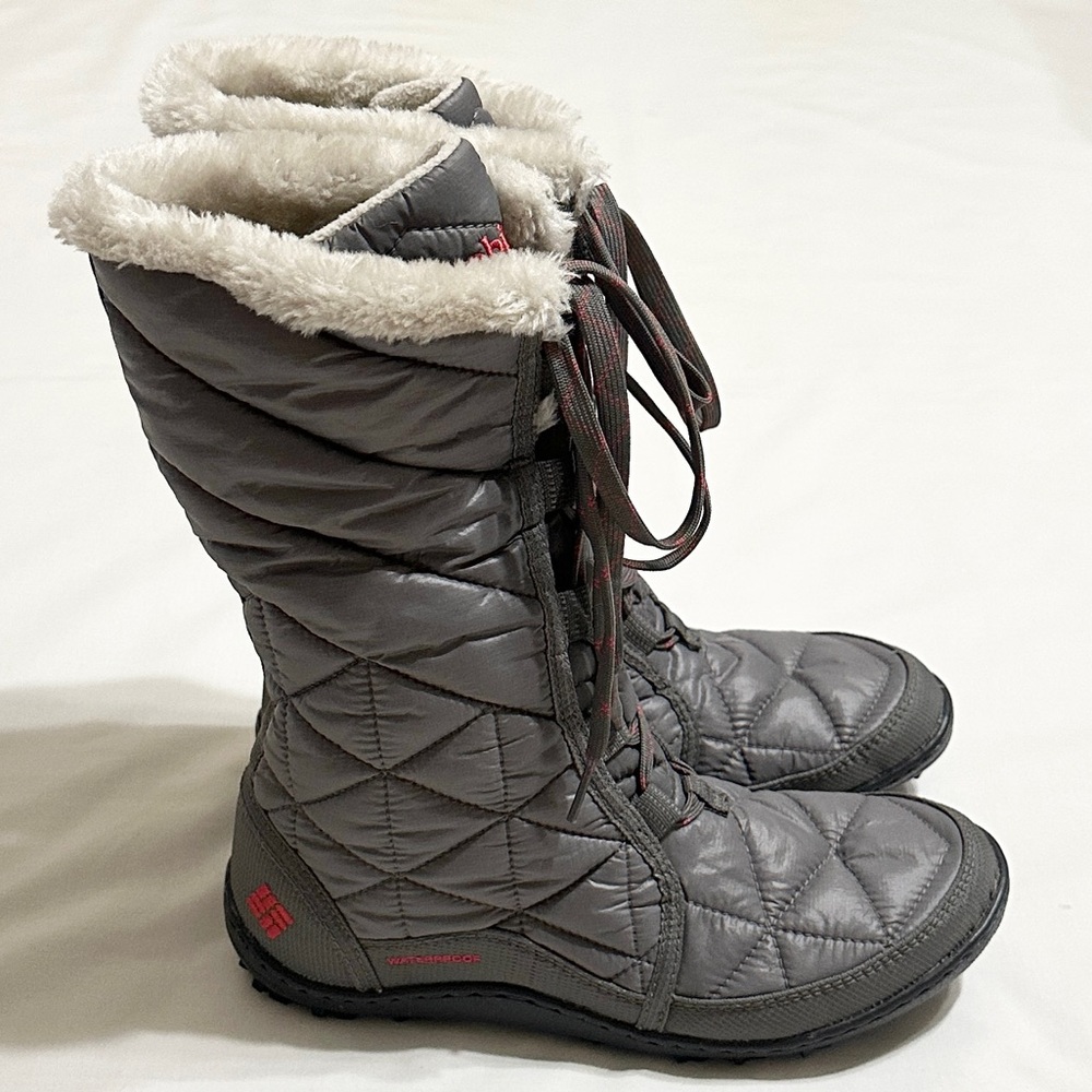 Columbia Women's Powder Summit II Quilted Gray Waterproof Winter Boots - 6.5